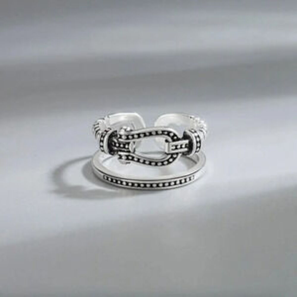 Minimalist 925 Sterling Silver Chunky Belt Buckle Ring Vintage Silver Ring